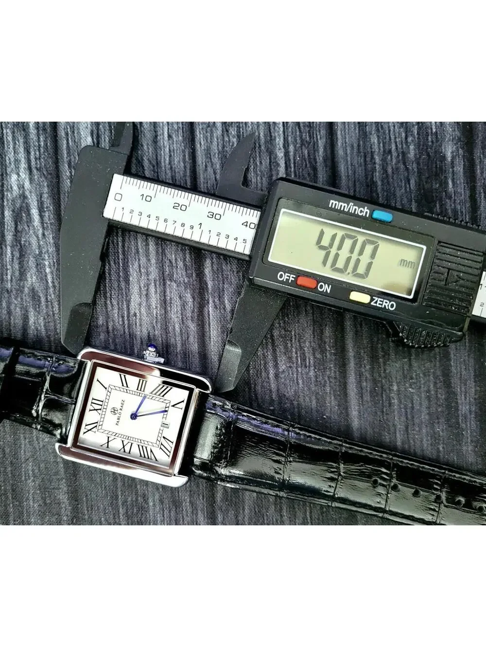 Pablo Raez Mens Silver Tank‎ Swiss Style Watch 40mm Large